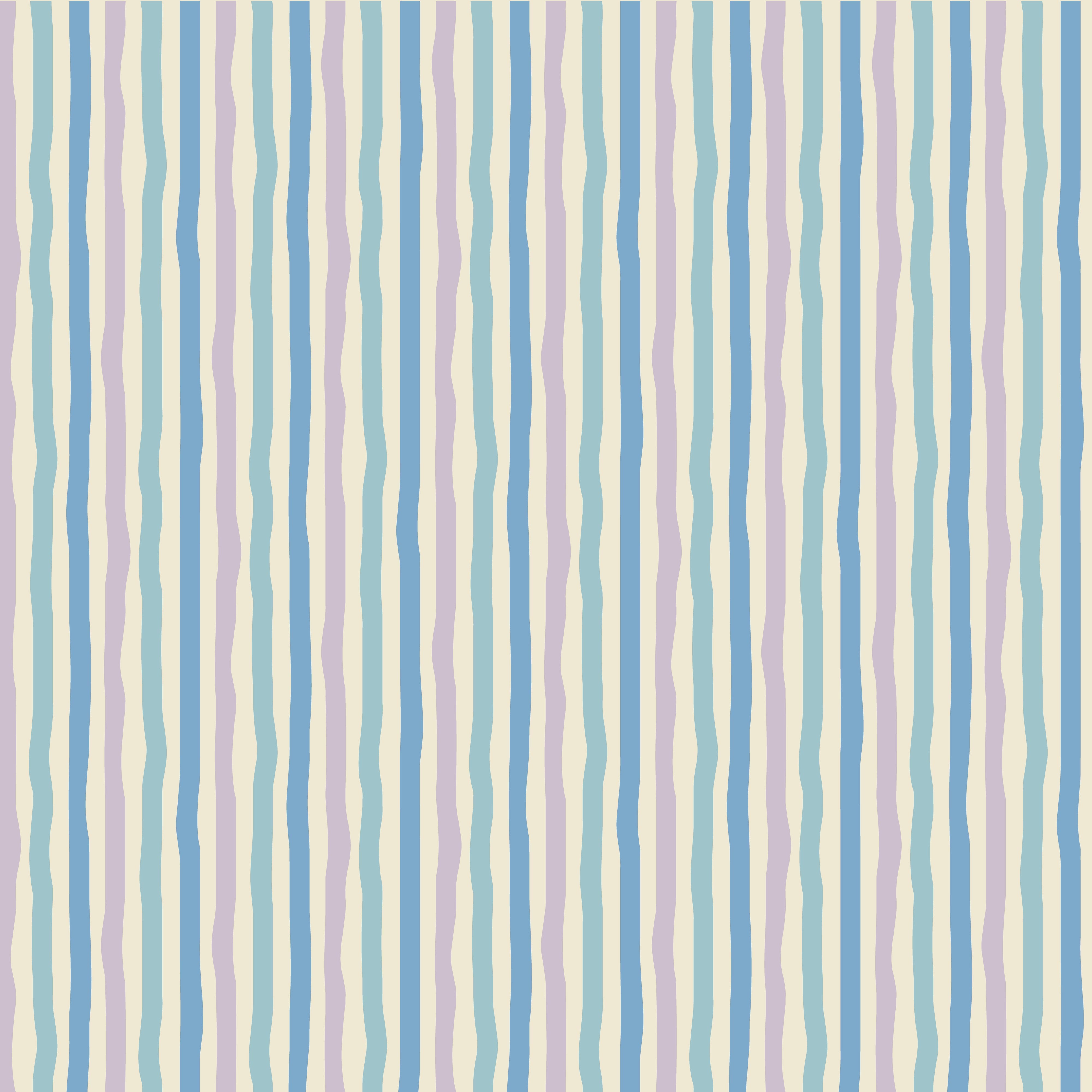 A roll of wallpaper with a striped pattern in blue and lavender colors.