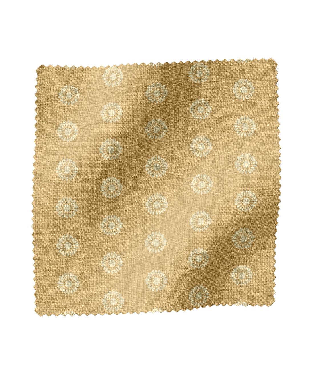 Floral patterned fabric in mustard