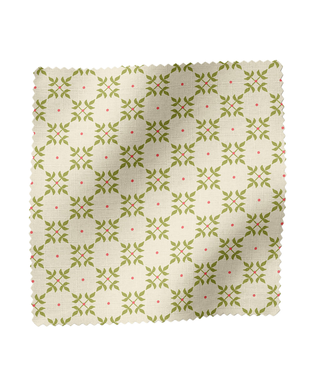 Geometric patterned fabric in green and ivory by Gray Benko Home