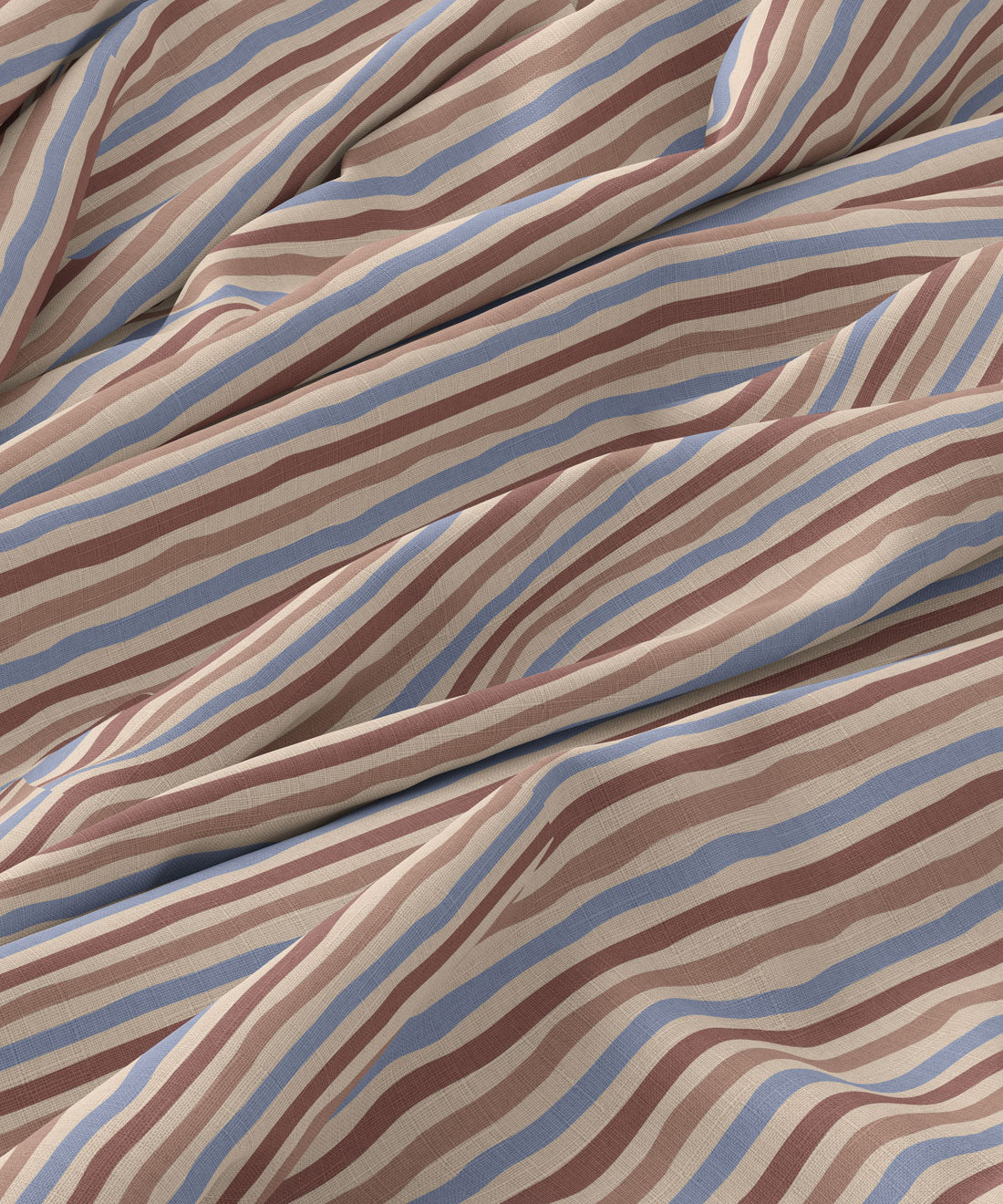 Close-up of striped fabric with brown and blue lines