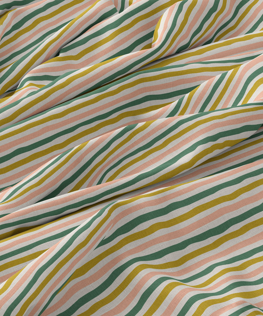 Striped fabric with pink, green, and yellow