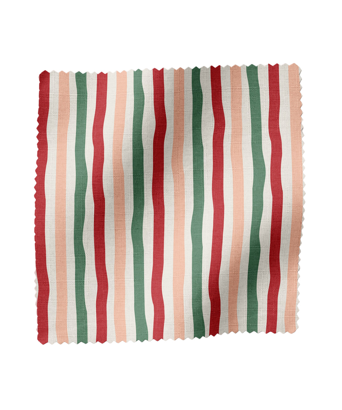 Striped fabric swatch with pink, red, and green