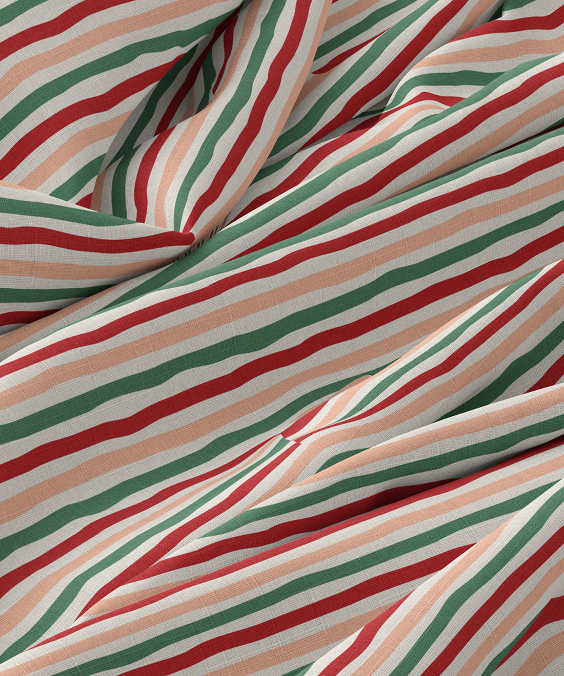 Close-up of fabric with pink, red, and green stripes.