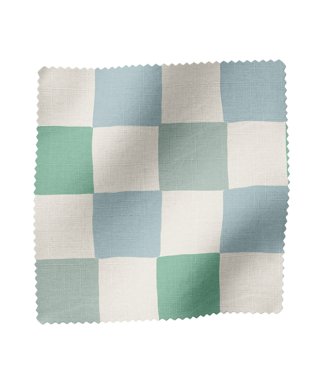 Blue and green checkered fabric by Gray Benko Home