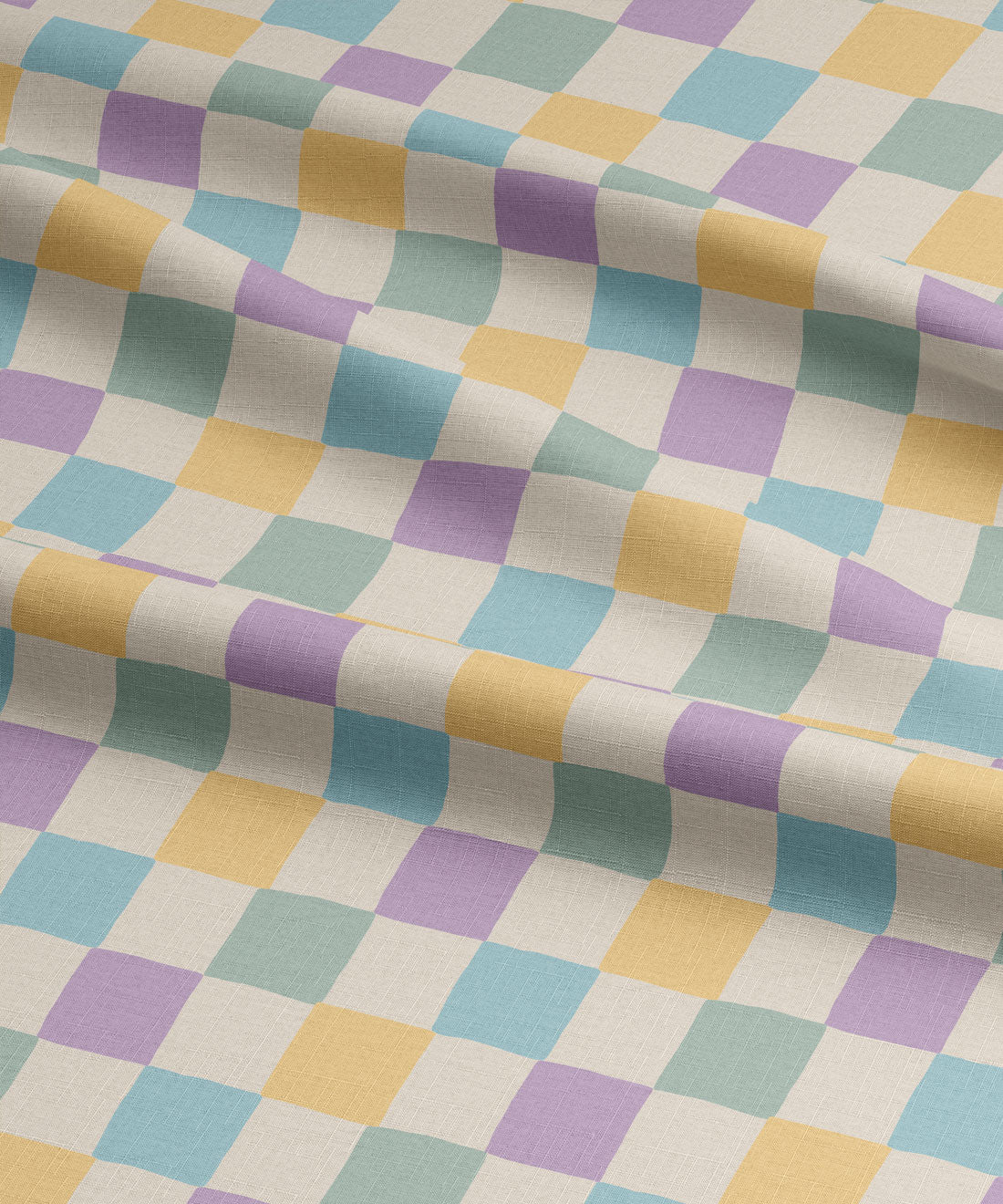 Checkered fabric with pastel colors on a white background