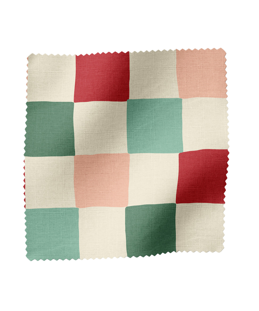 Checkered patterned fabric in red, pink and green by Gray Benko Home
