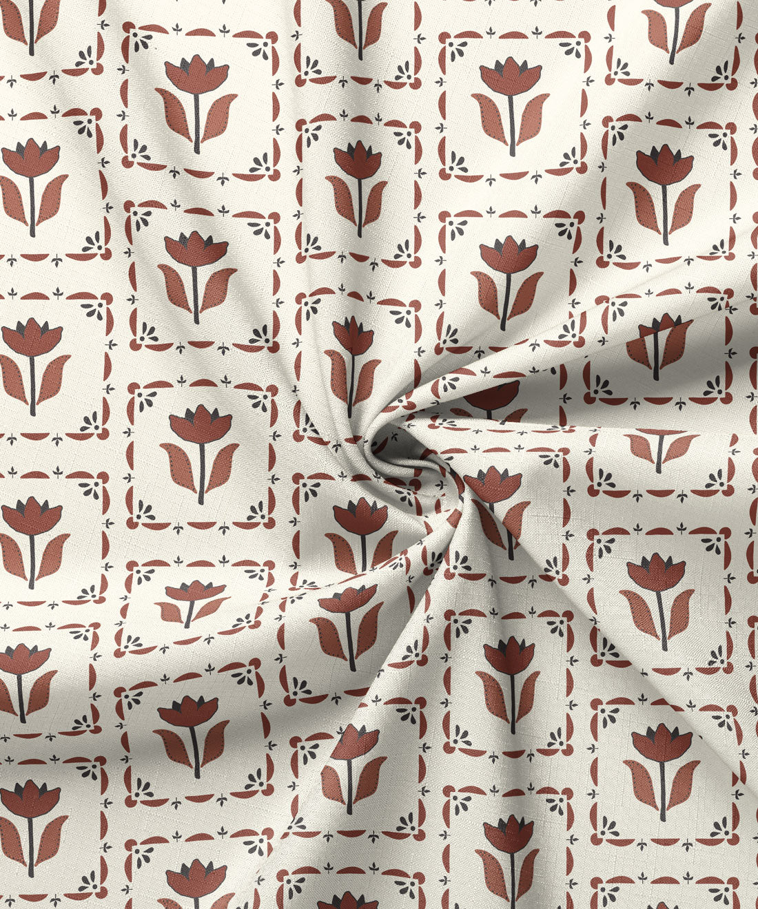 Floral patterned fabric in black and brown