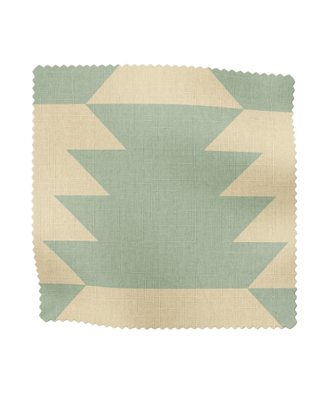 Geometric patterned fabric in sage and ivory by Gray Benko Home