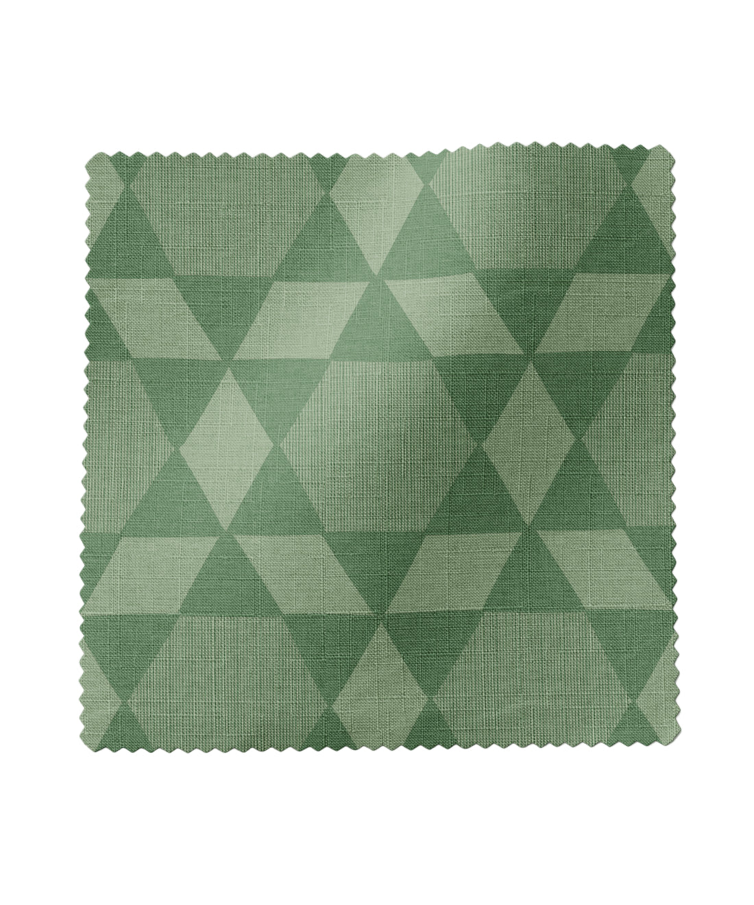 Green geometric patterned fabric swatch