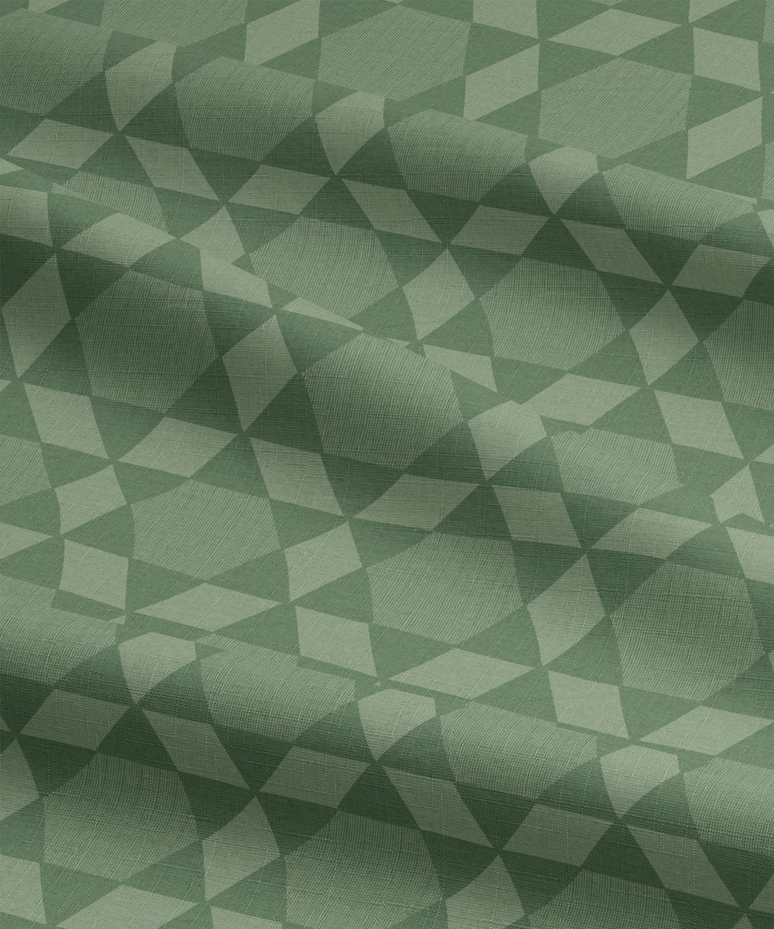 Green fabric with geometric pattern
