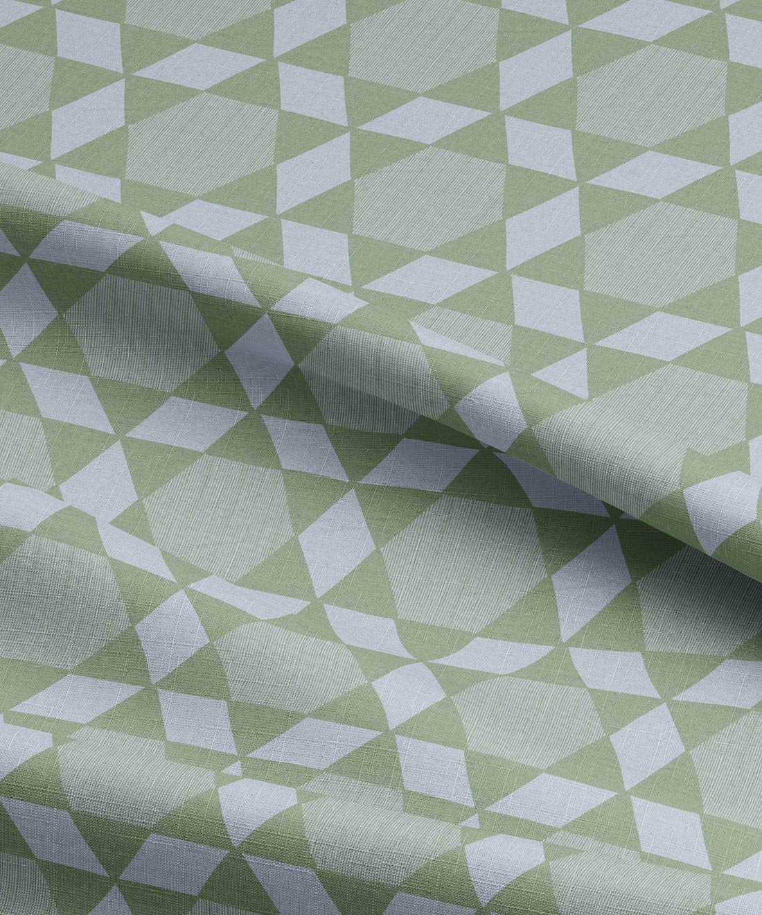 Green and blue fabric with a geometric pattern