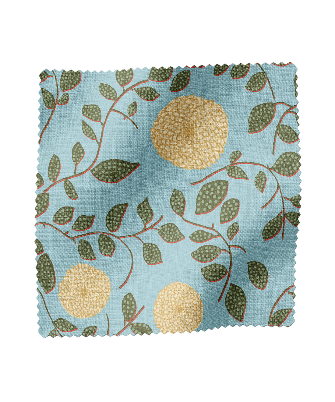 Blue and yellow floral patterned fabric by Gray Benko Home
