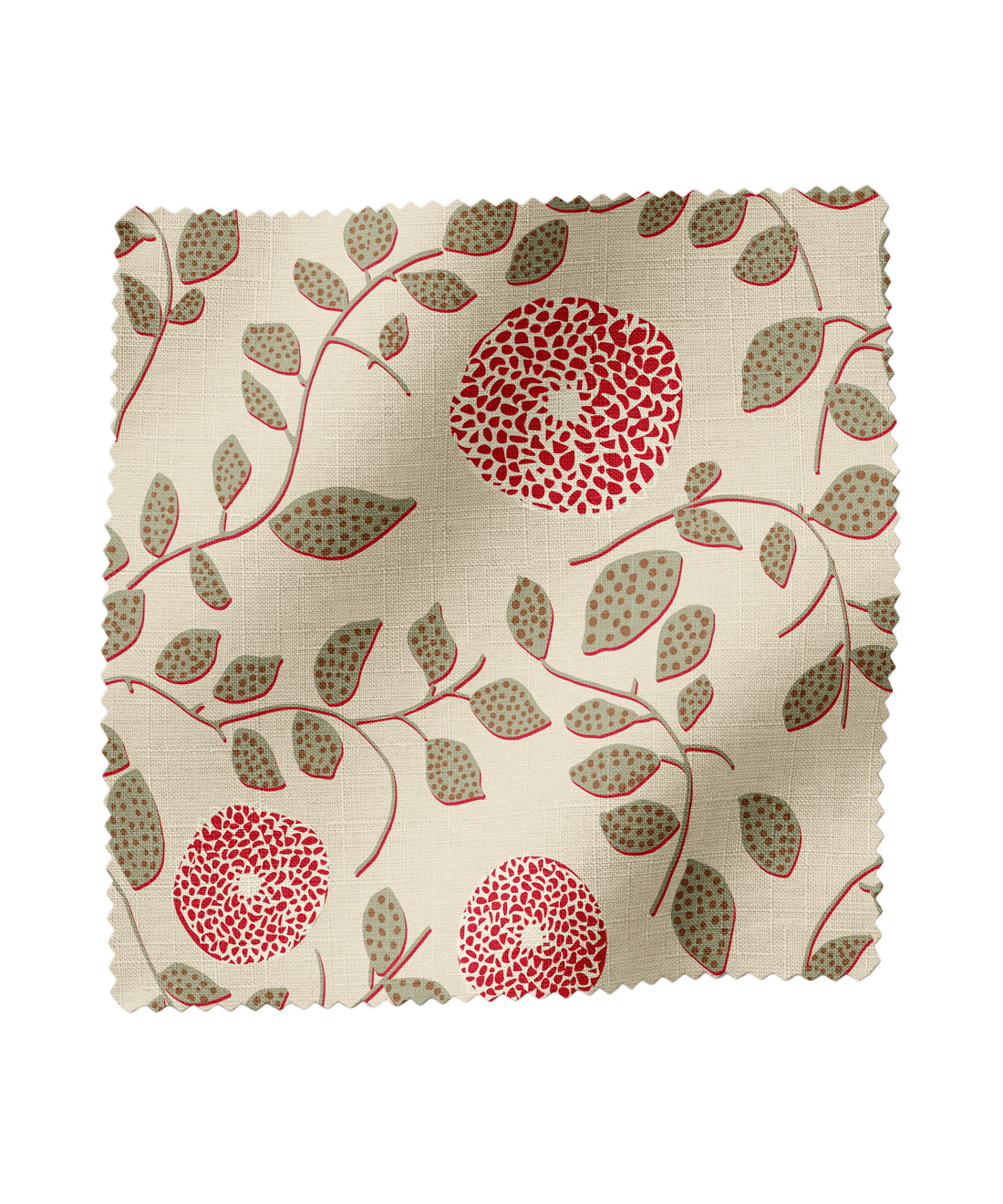 Red and green floral patterned fabric