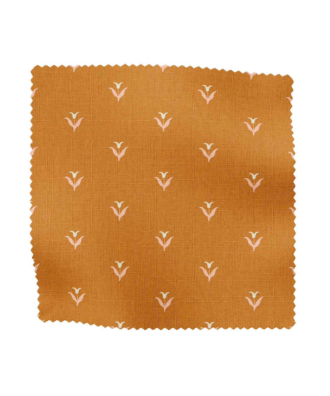 Cottagecore Fabric swatch with a subtle floral pattern on a orange background