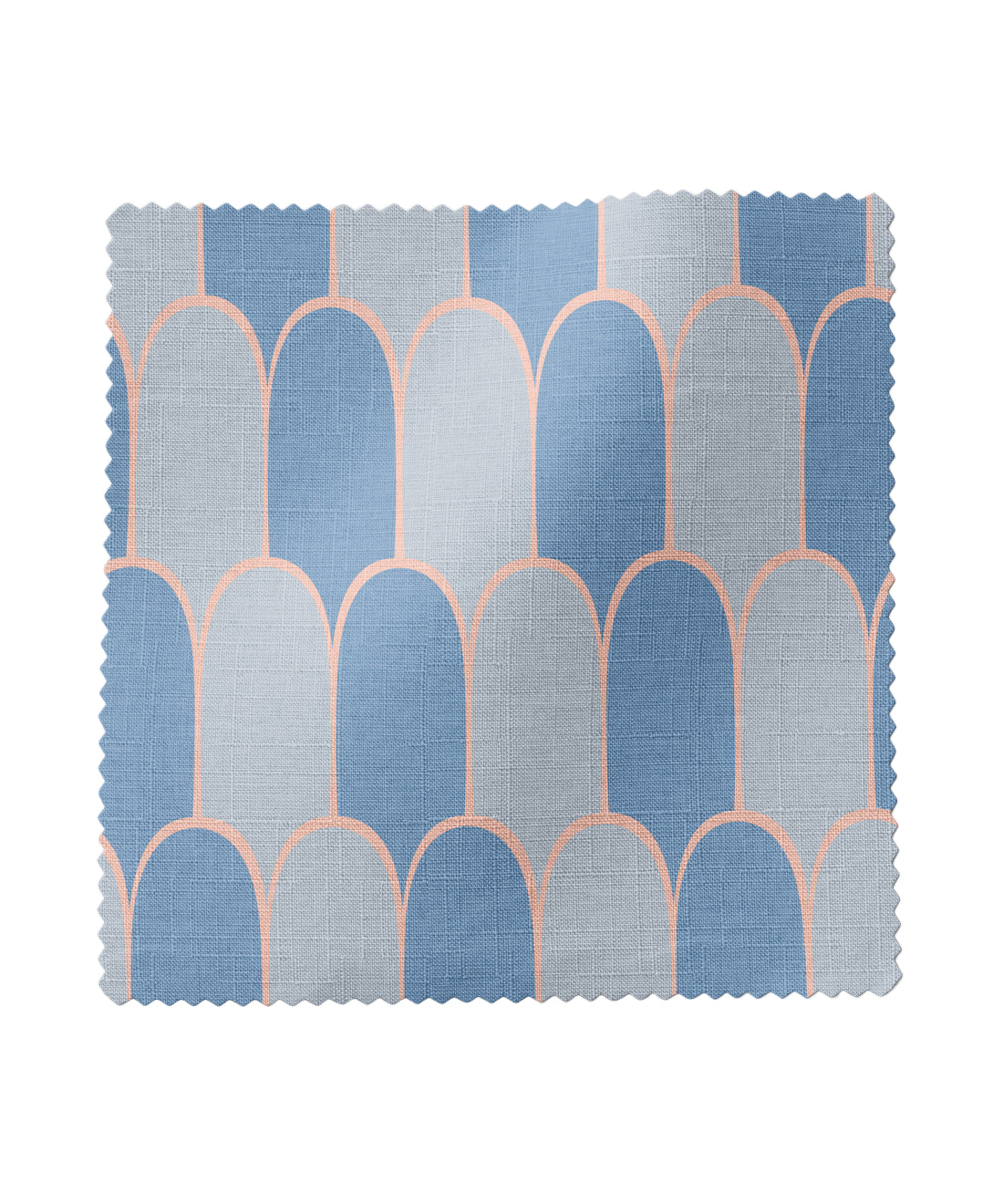 fabric with blue and pink arch pattern by Gray Benko Home