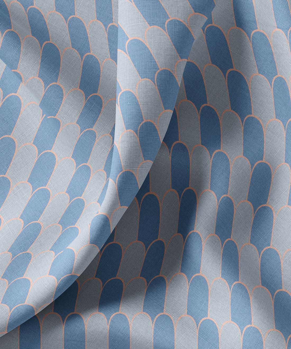 fabric with blue and pink arch pattern by Gray Benko Home