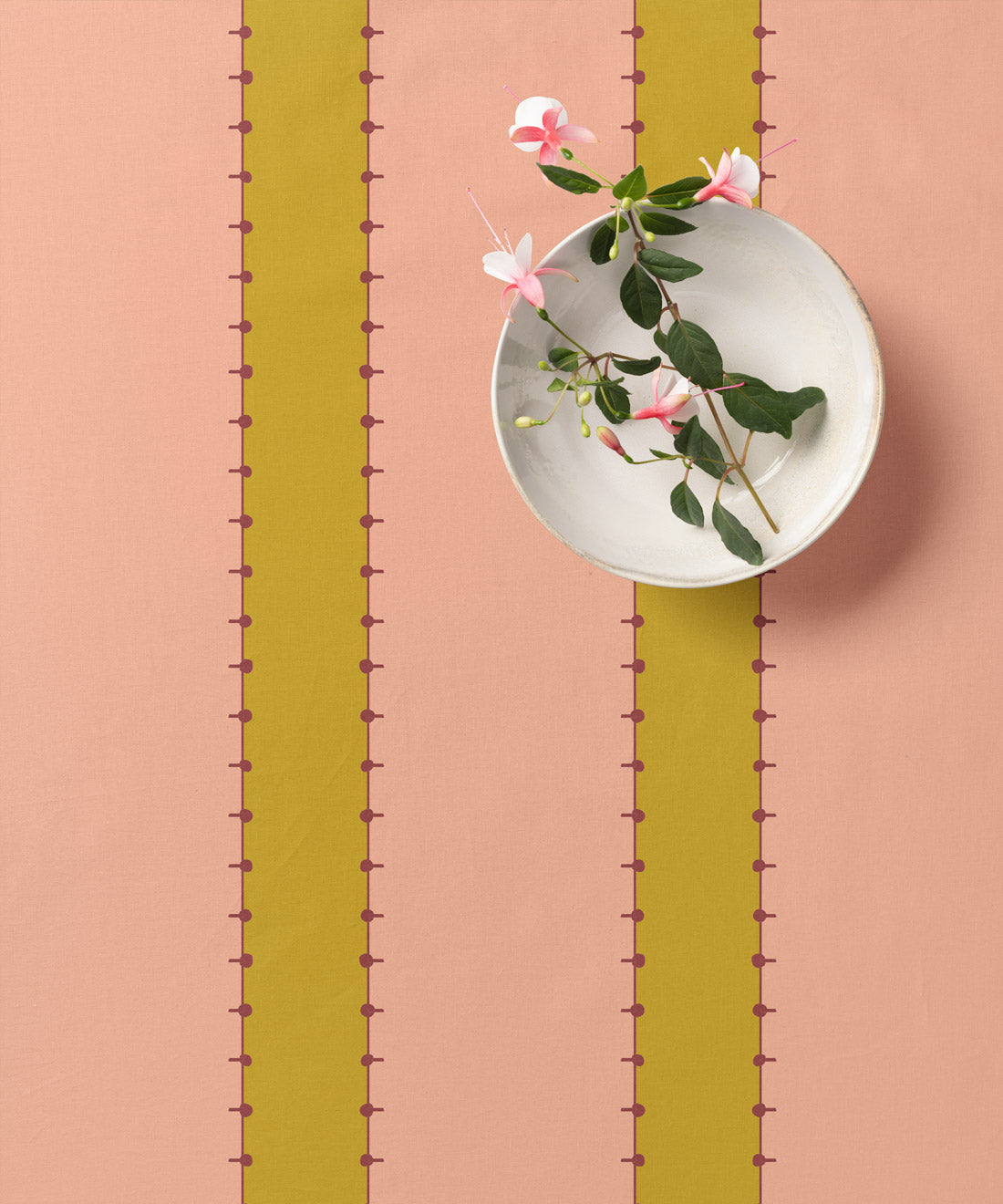 Peach and chartreuse striped fabric