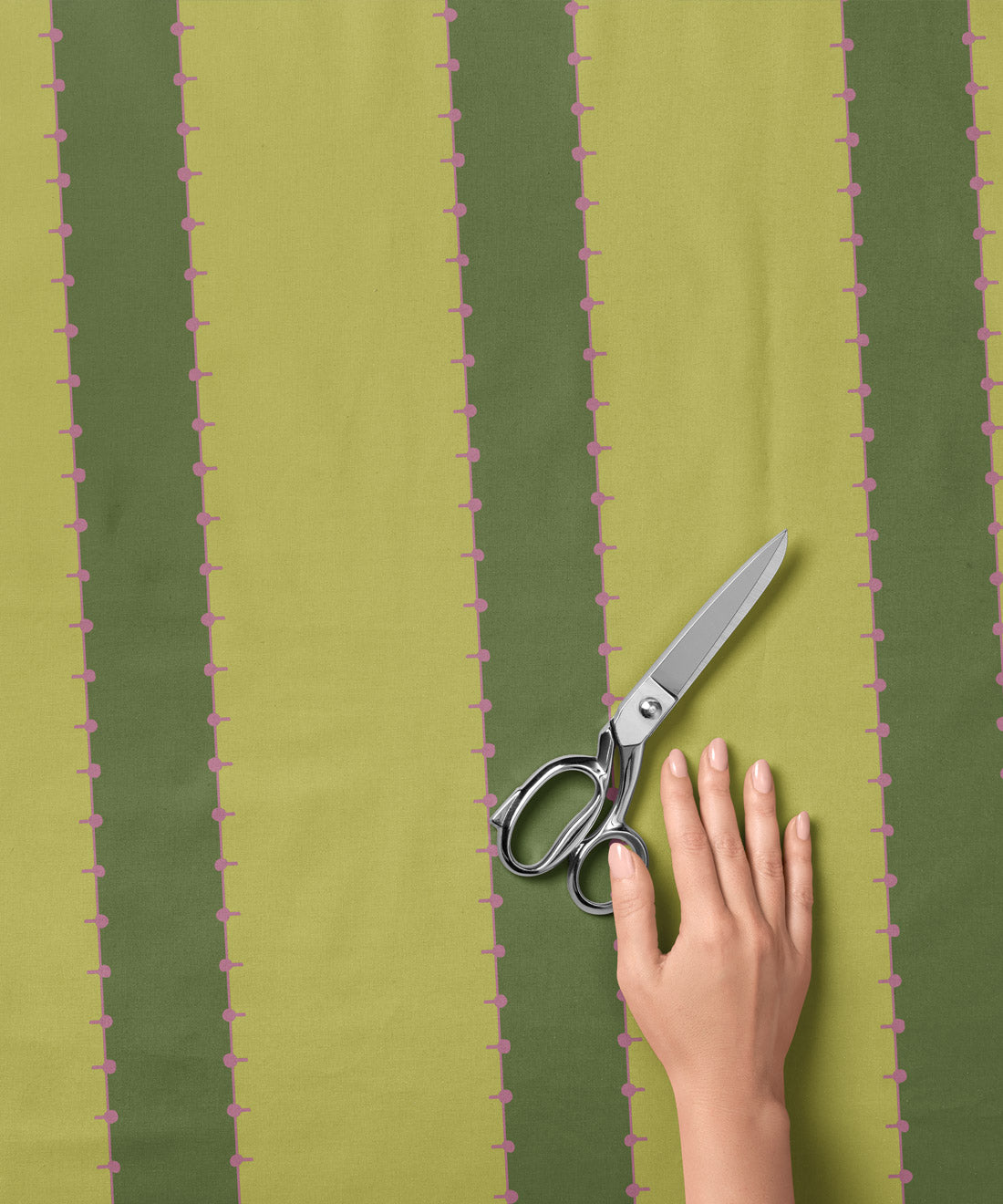 Striped fabric in dark and light green