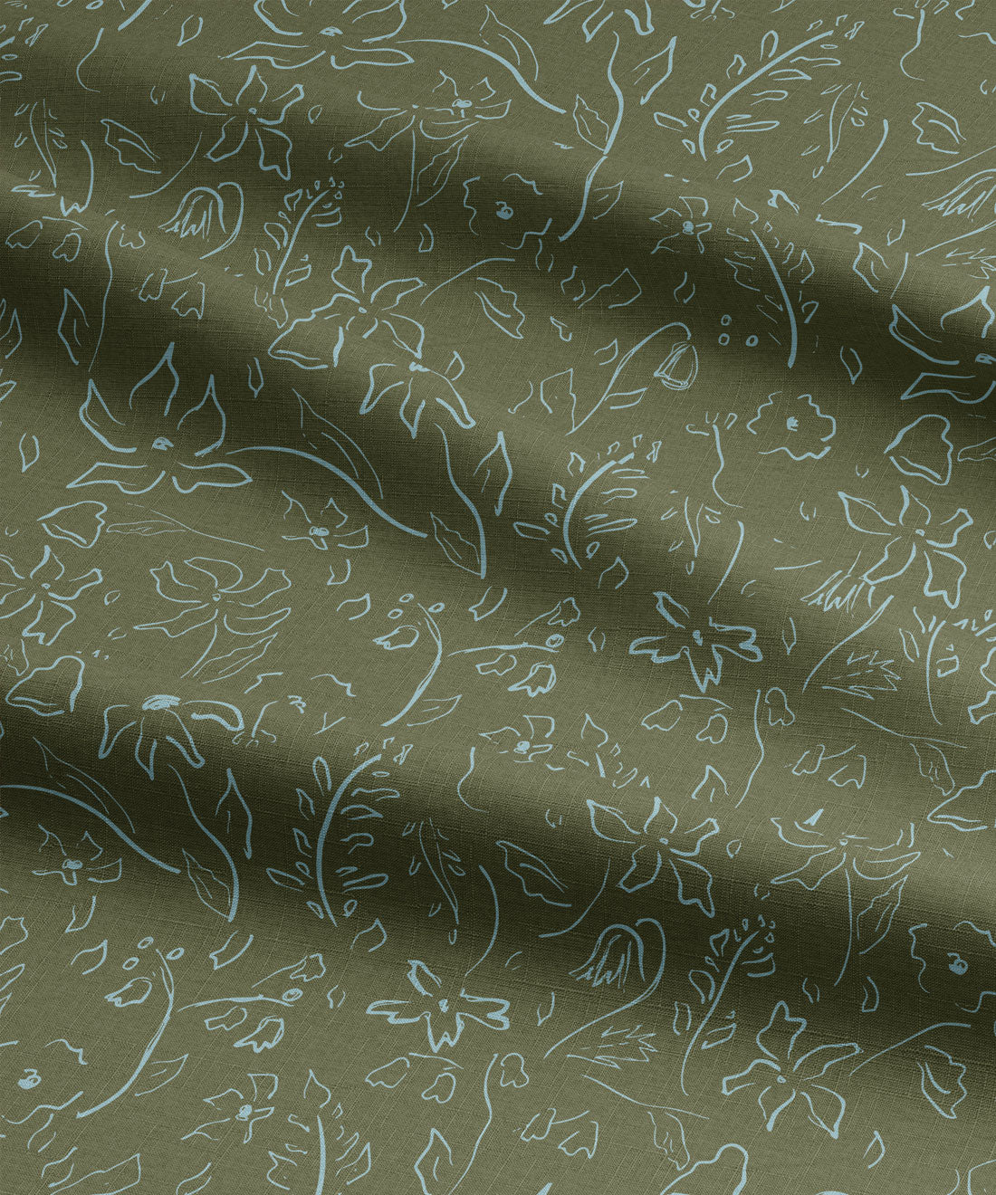 Floral patterned fabric in green and blue by gray benko home