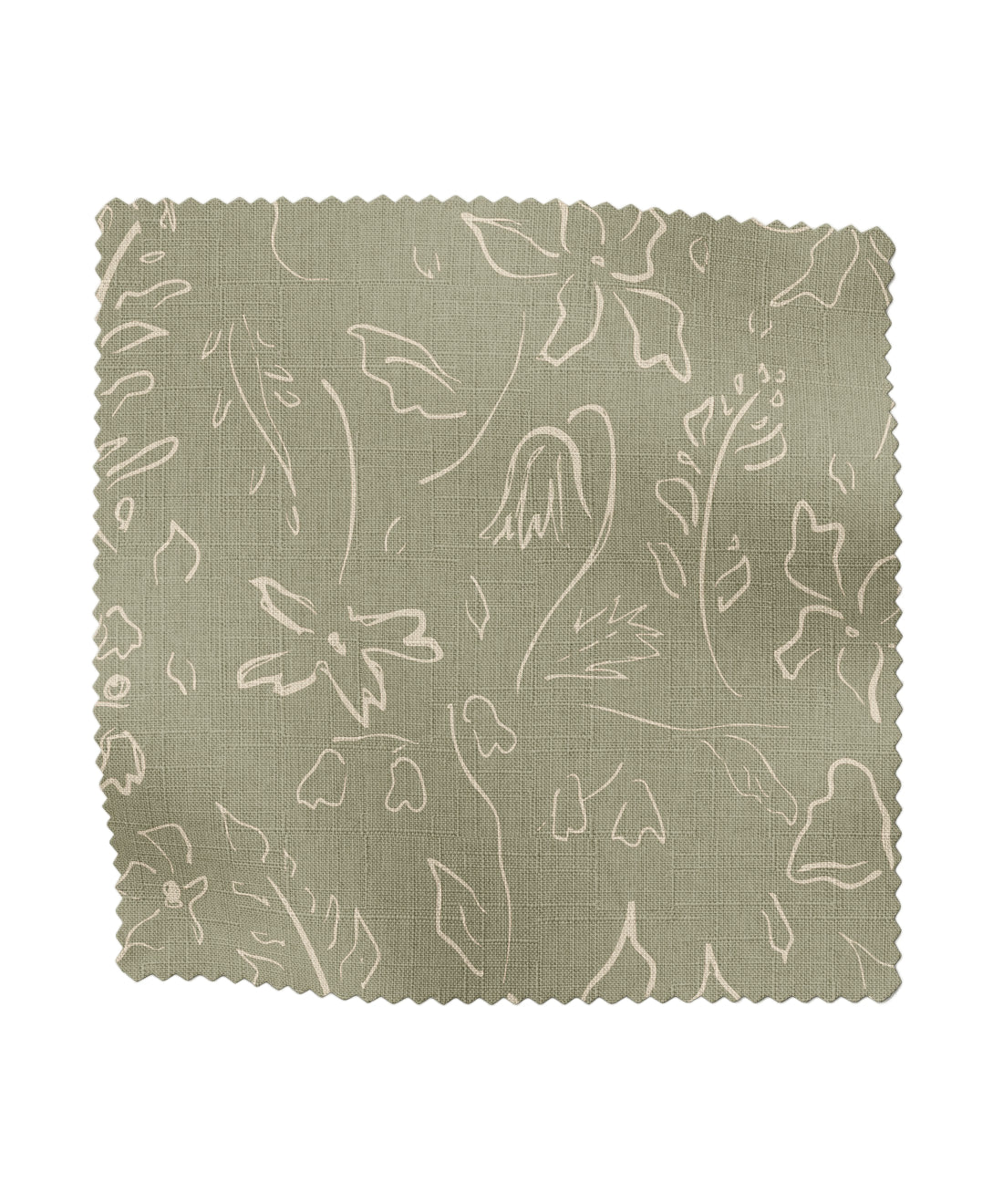 Floral patterned fabric in olive