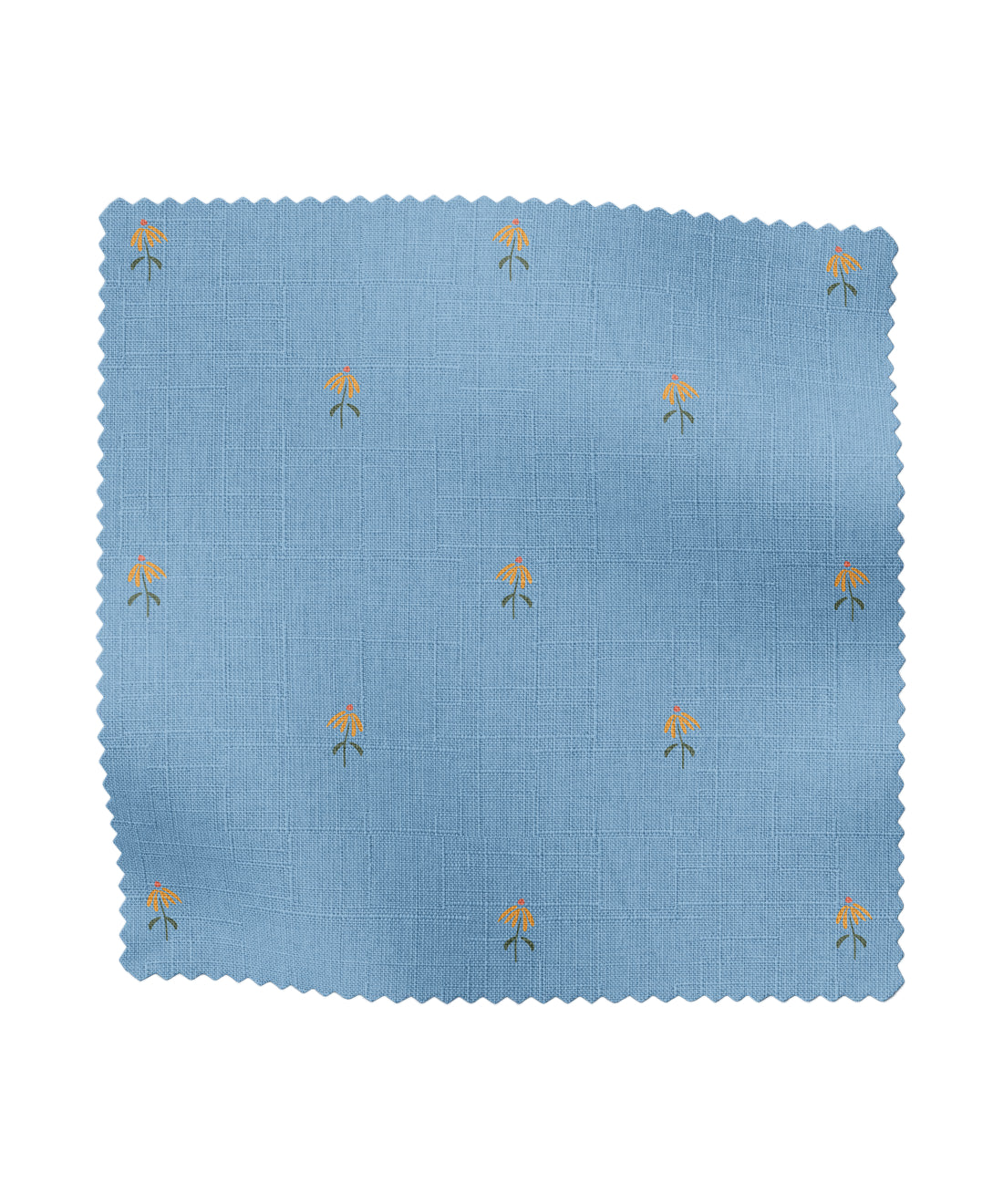 Dainty floral patterned fabric in blue by Gray Benko Home