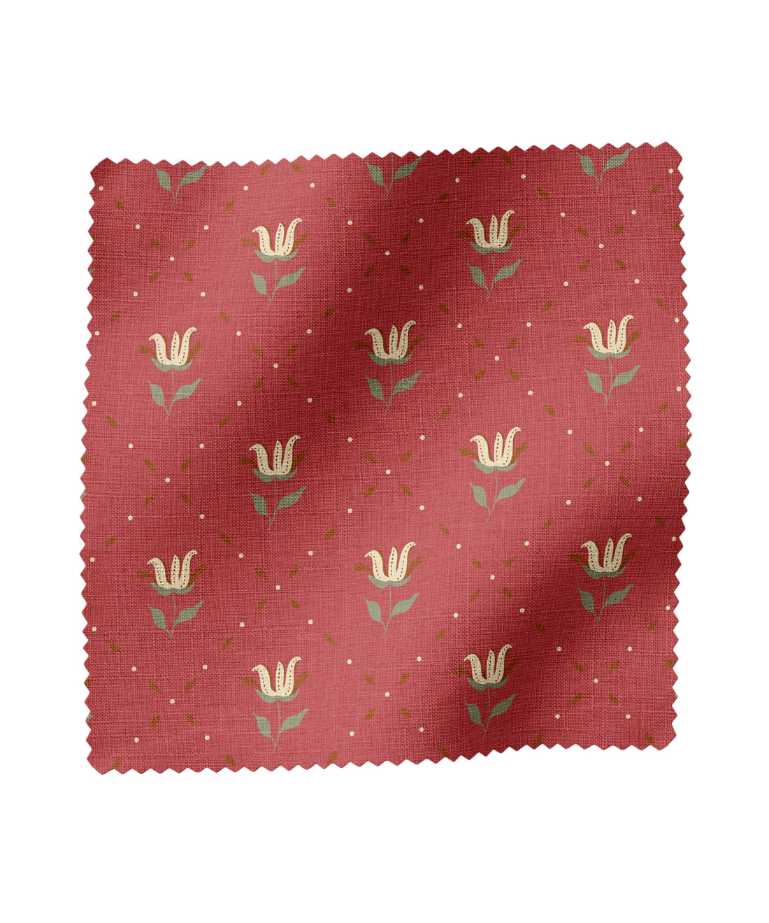 Floral patterned fabric with red and cream by Gray Benko Home