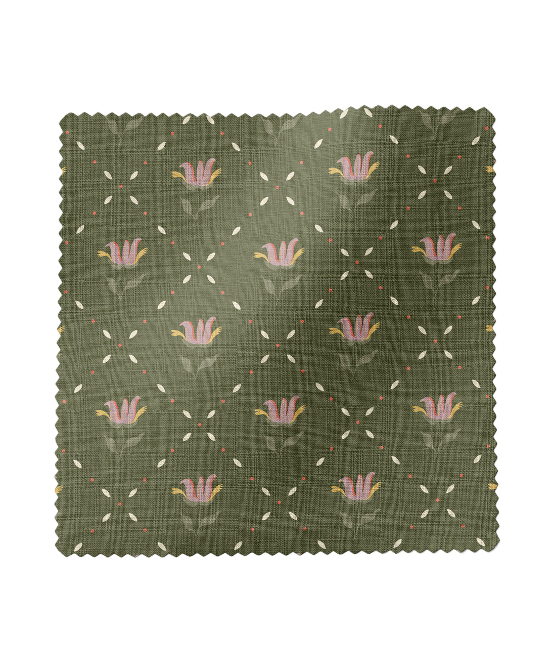 Dainty floral patterned fabric in green by Gray Benko Home