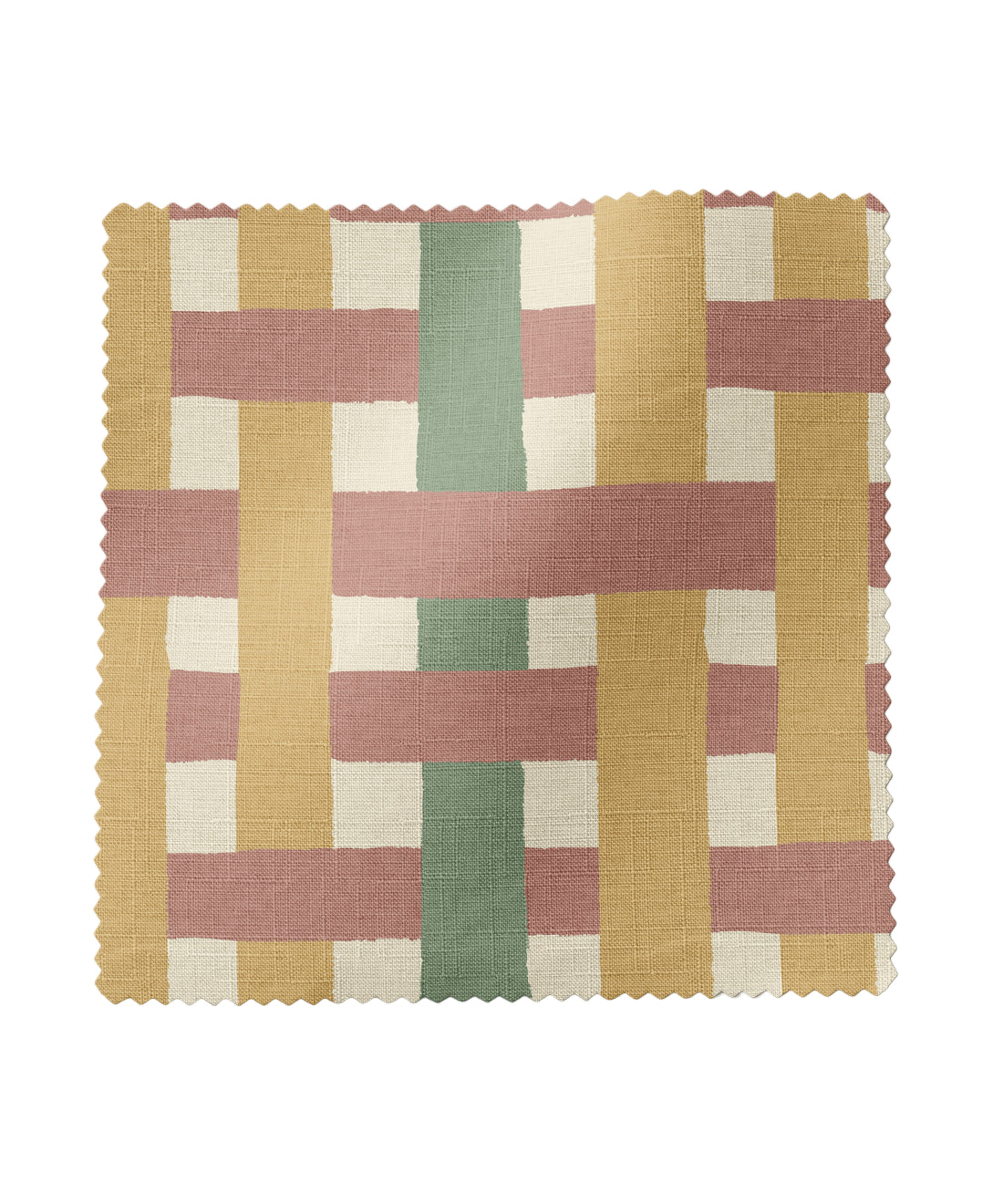 Woven patterned fabric in mustard, red, green by Gray Benko Home