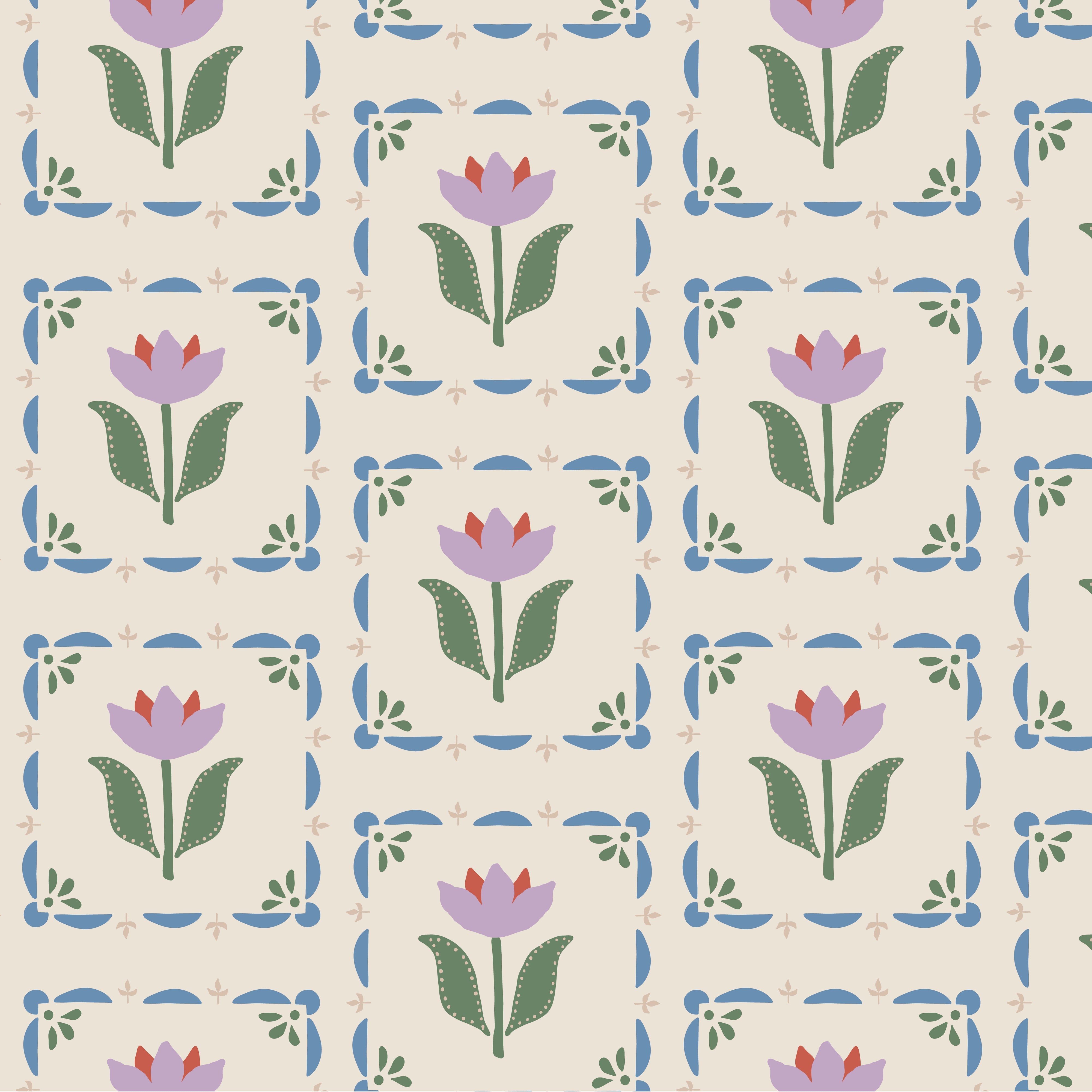 Gray Benko Home Flora in Lavender and Green Wallpaper