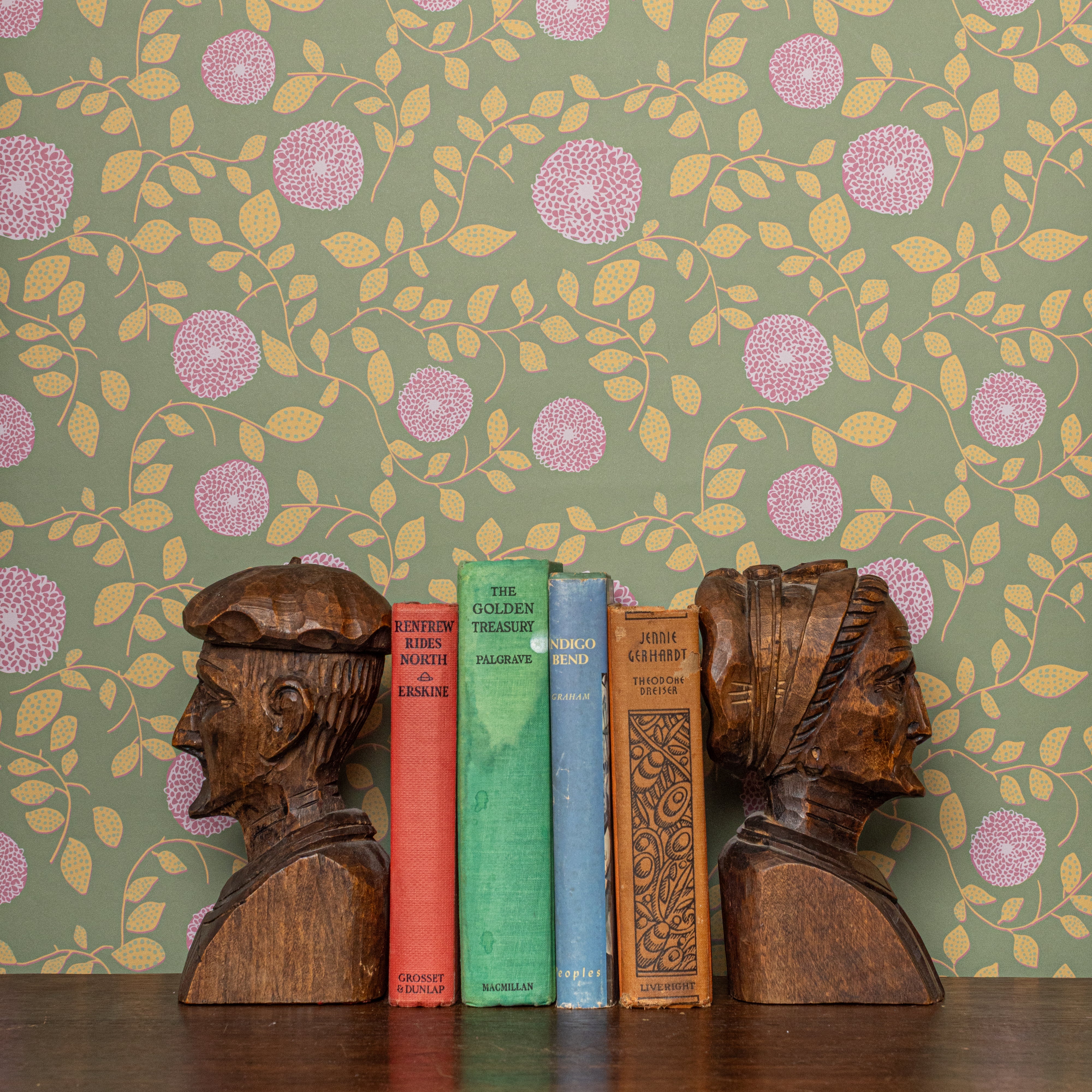 Floral Wallpaper in Lavender and Olive