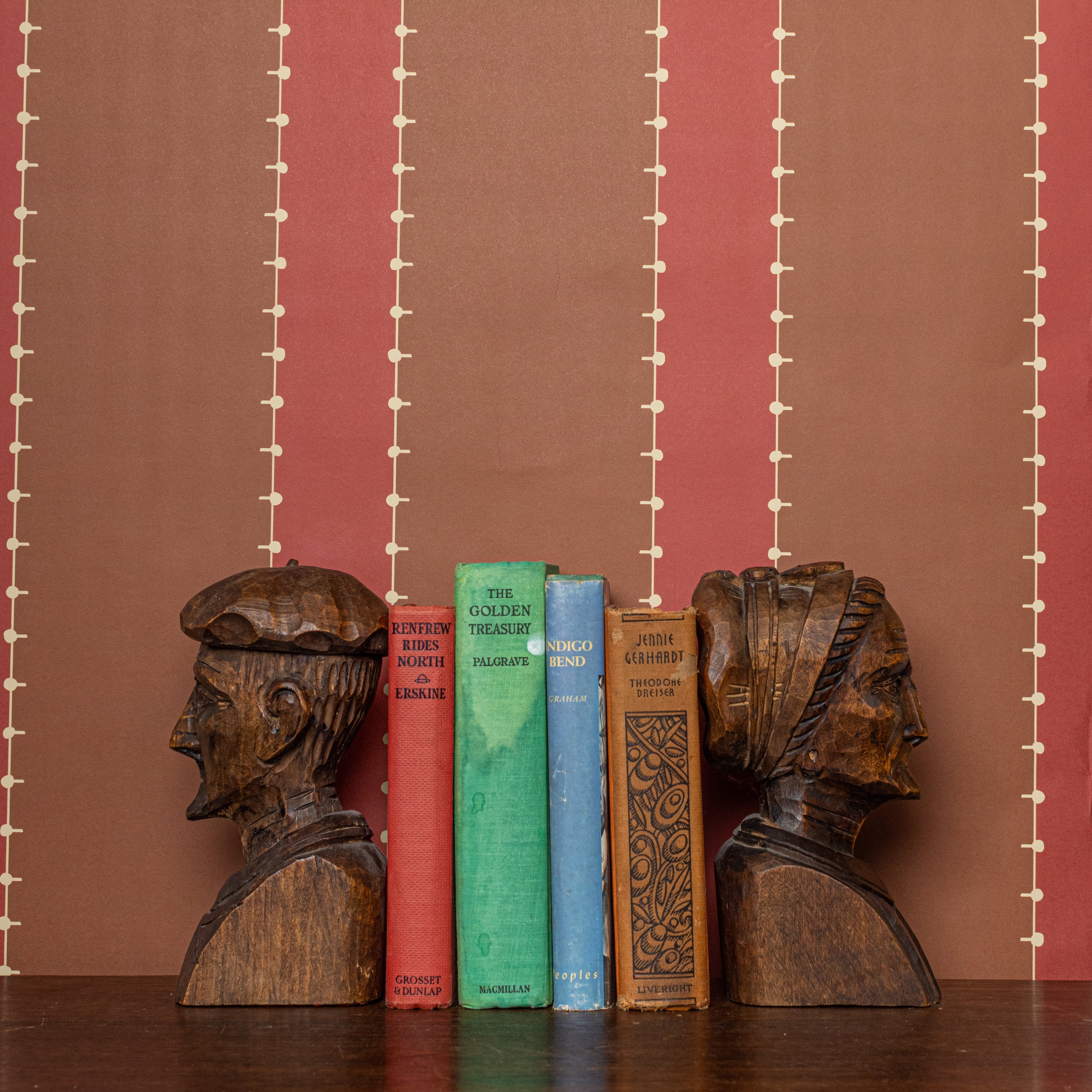 Striped pattern wallpaper in a cinnamon-red color