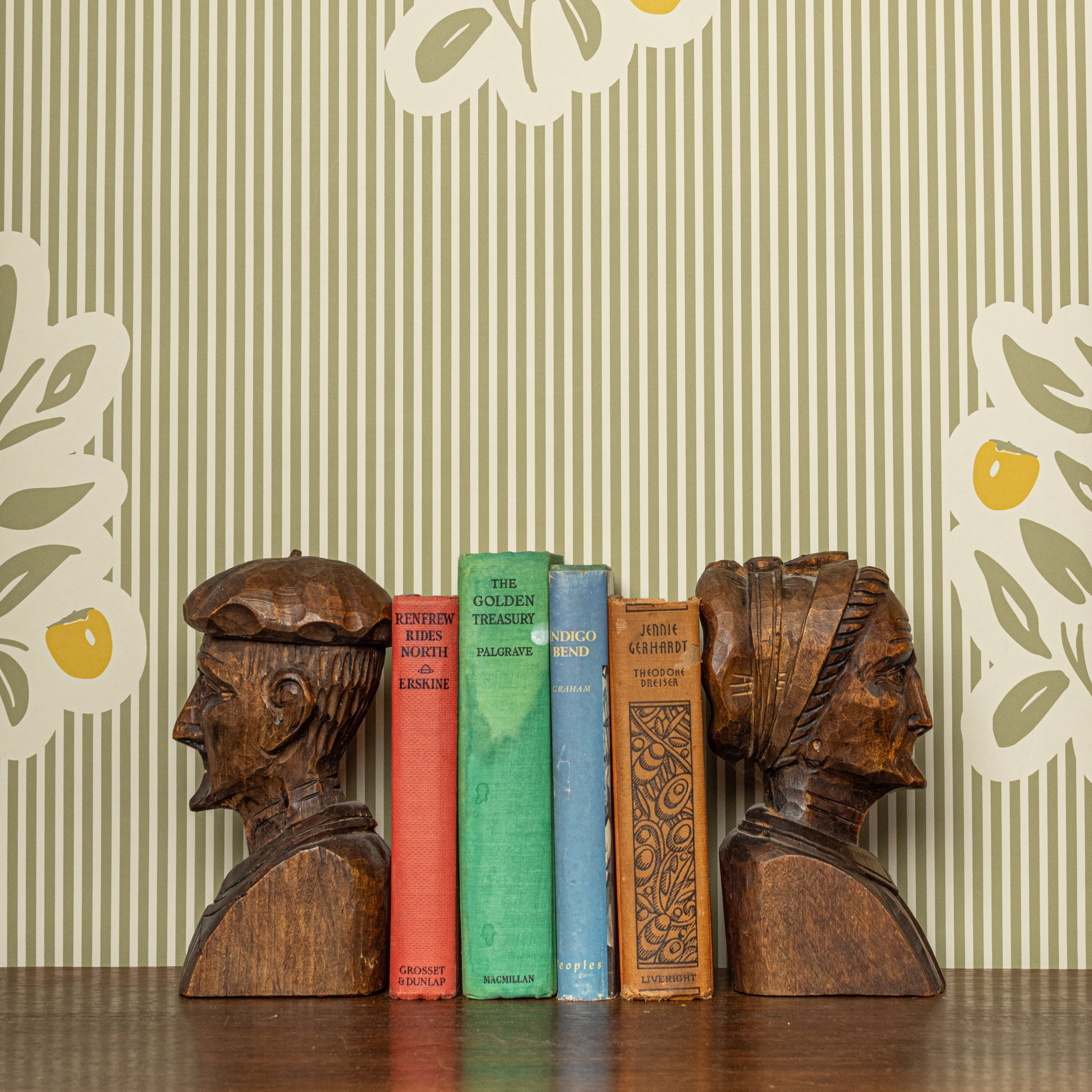 olive and yellow stripped patterned wallpaper
