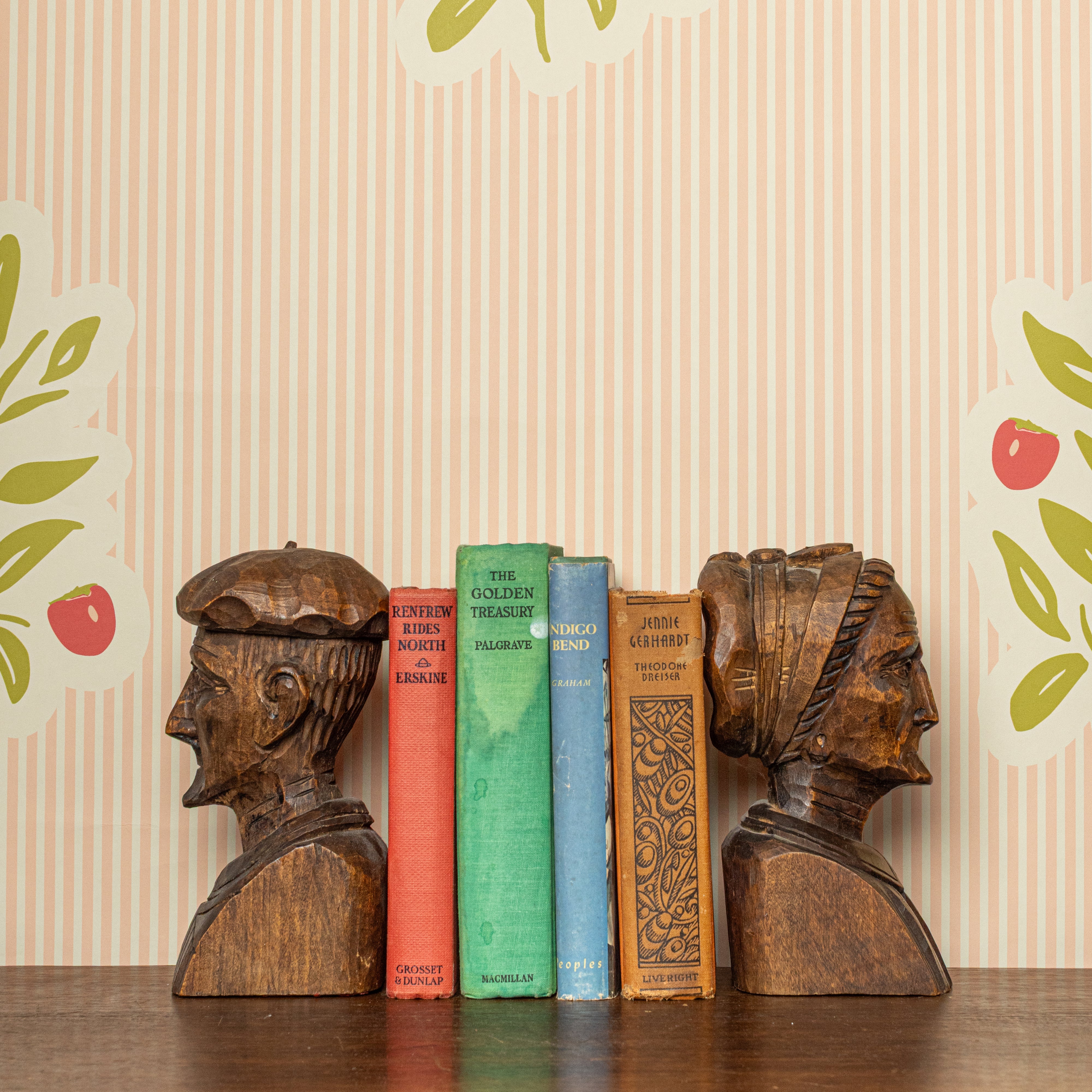 Peach stripped wallpaper