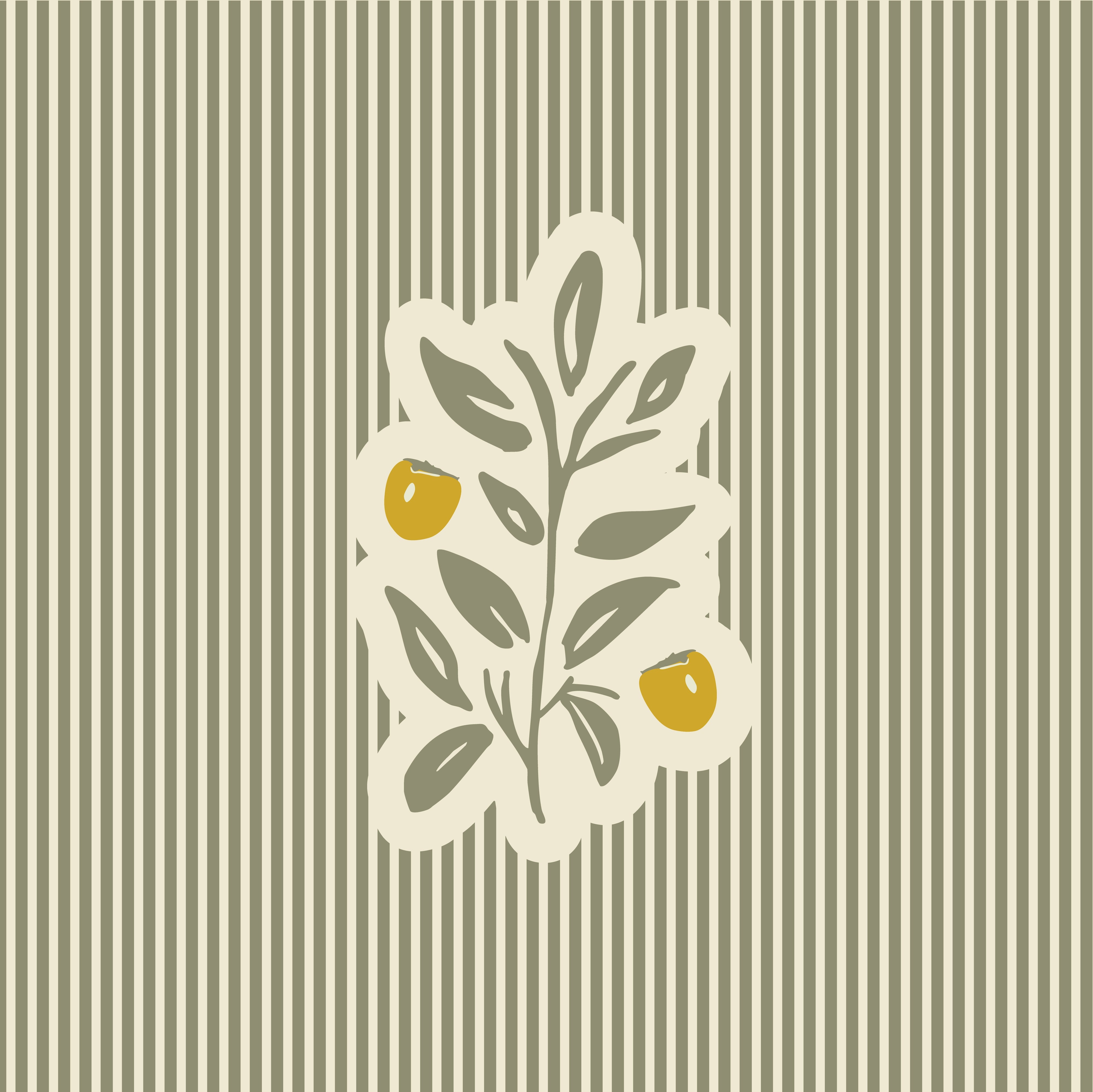 wallpaper with an olive green and yellow stripped pattern