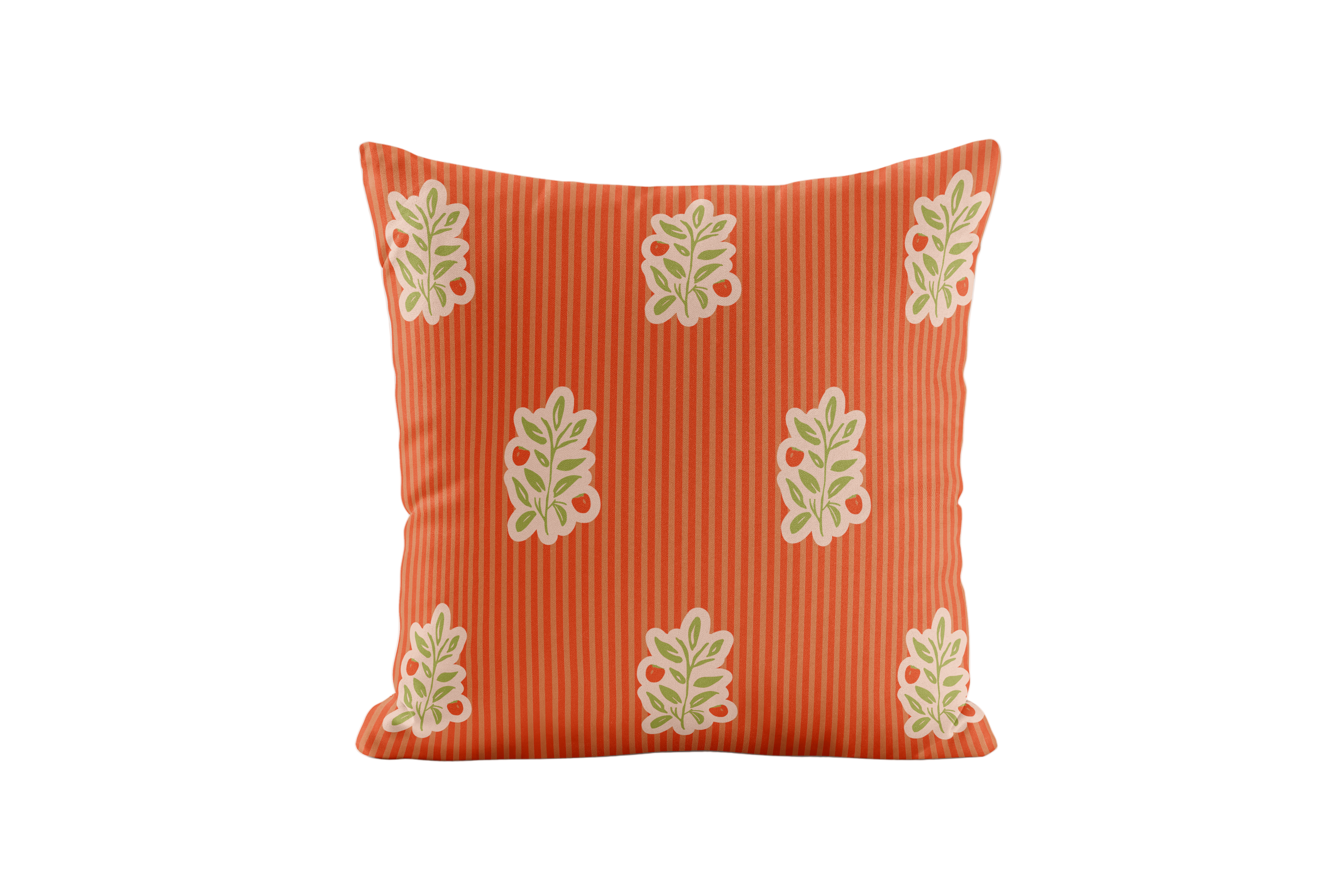 Orange striped pillow with persimmons
