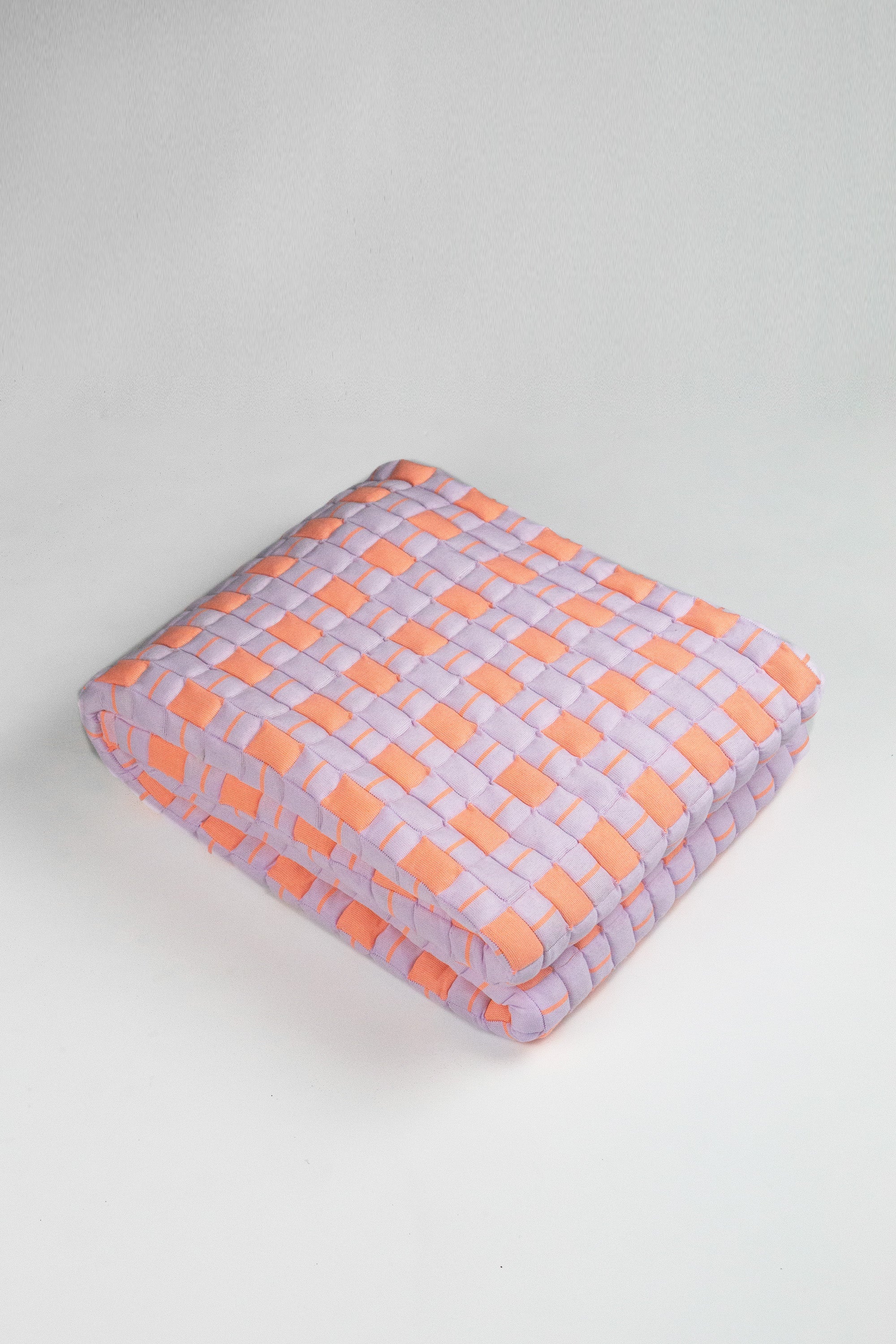 Quilted Sujani Throw Blanket - Pastel Lilac and Neon Orange – GRAY