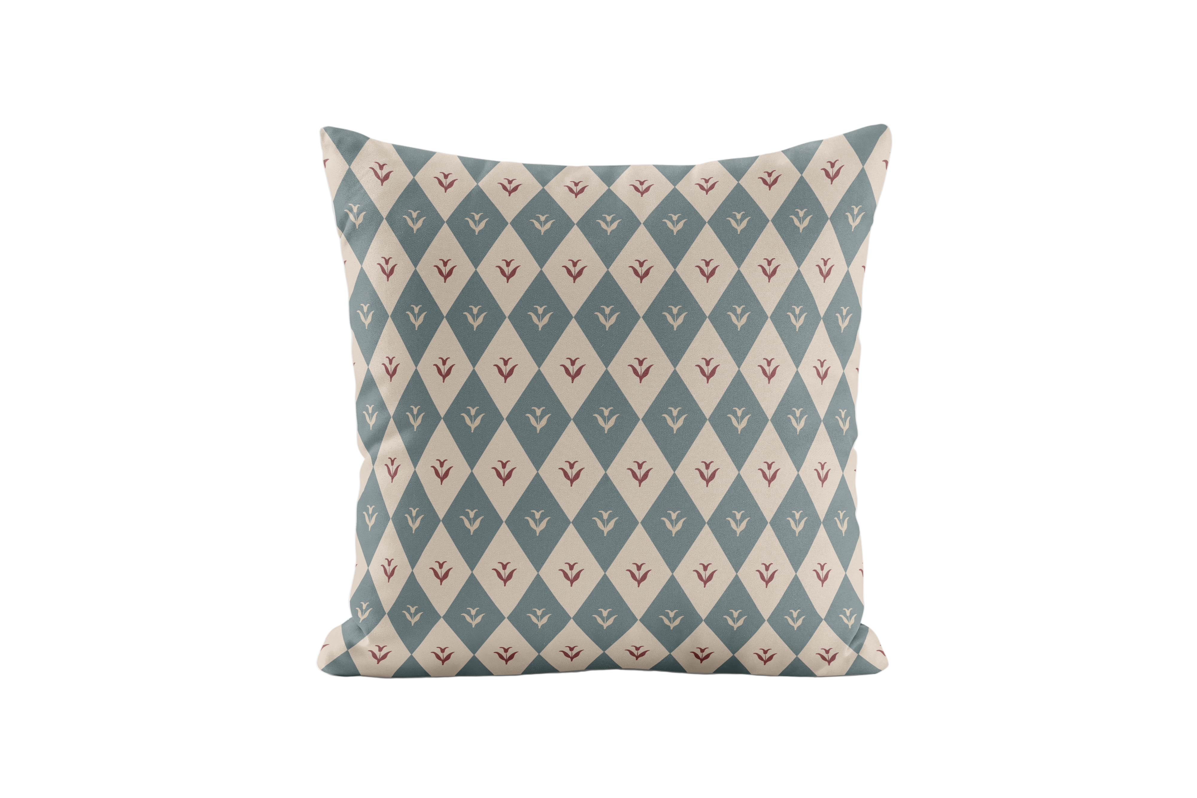Decorative pillow with geometric pattern on a white background