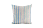 Striped pillow with blue and lavender pattern on a white background