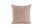Striped pillow with brown and blue pattern on a white background
