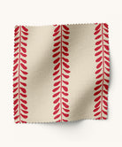 Ivory and Red floral striped fabric 