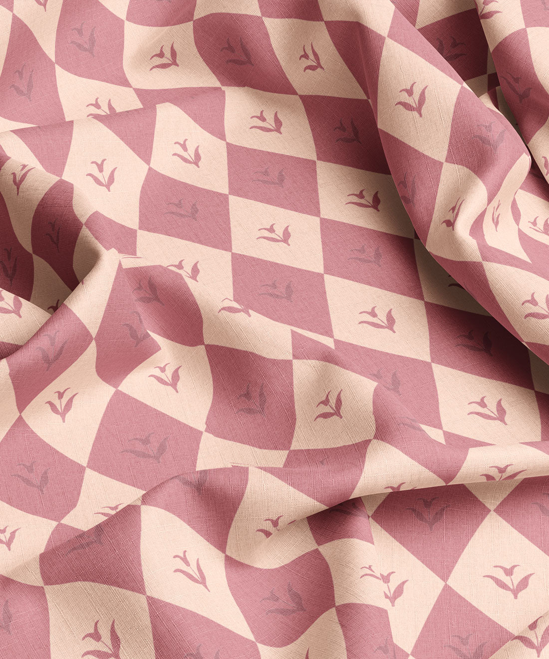 Diamond patterned fabric in light and dark pink