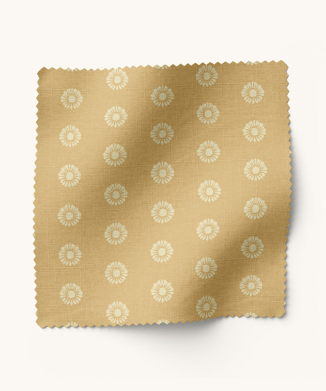 Floral patterned fabric in mustard