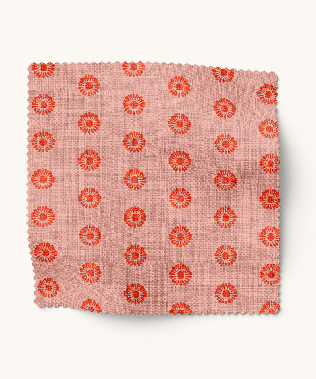 Floral patterned fabric in peach and pink