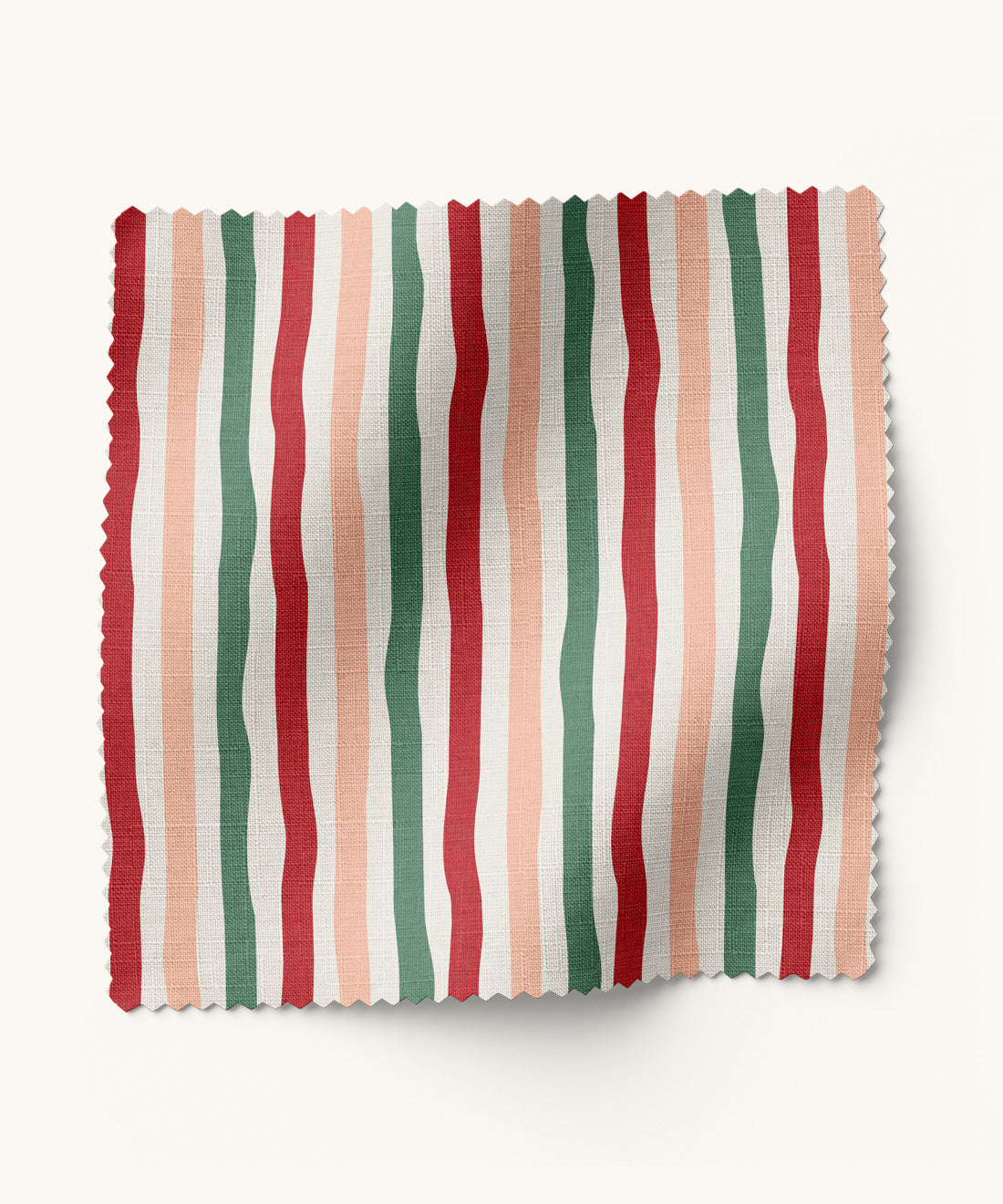 Striped fabric swatch with pink, red, and green
