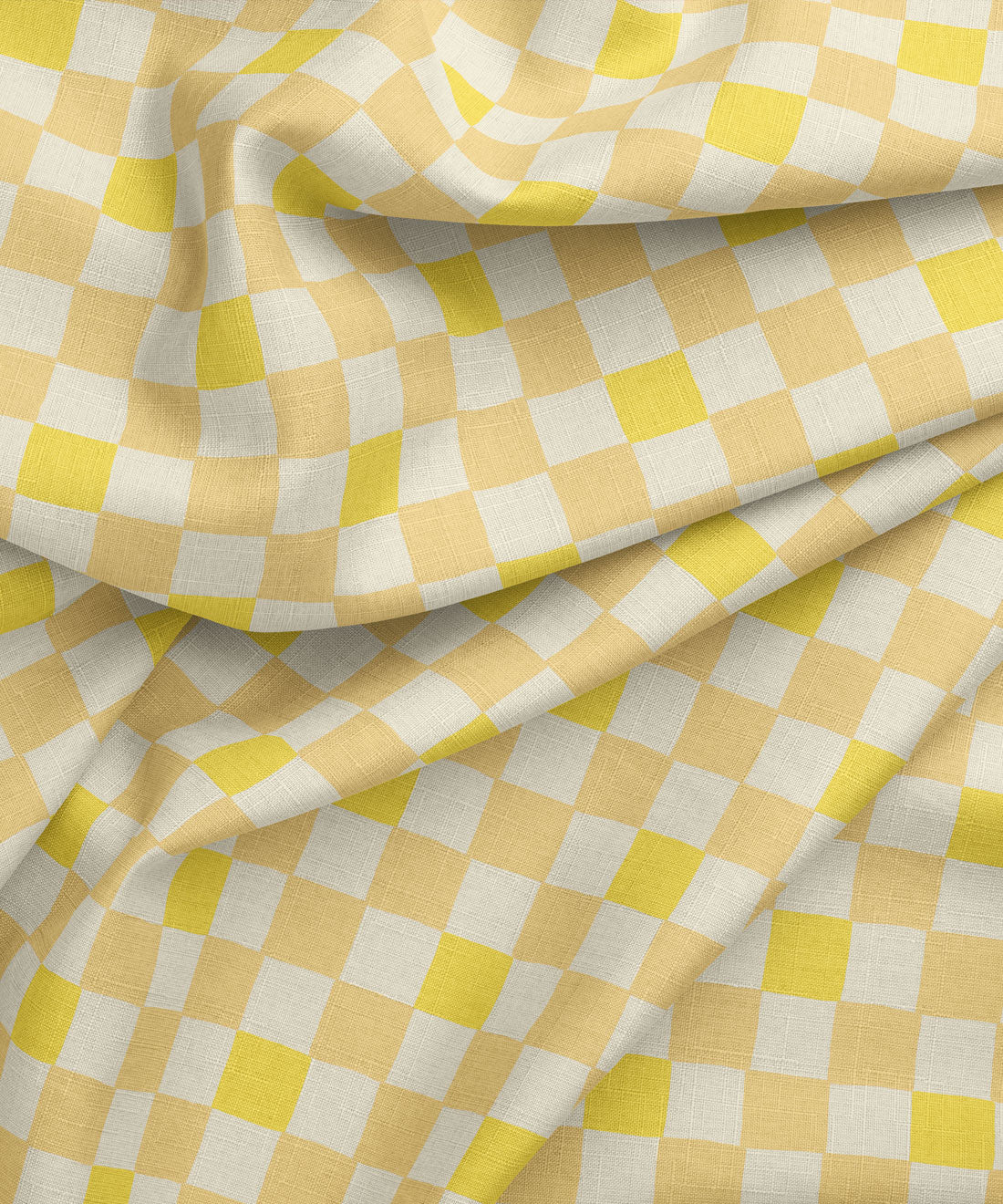 Yellow and white checkered fabric by Gray Benko Home