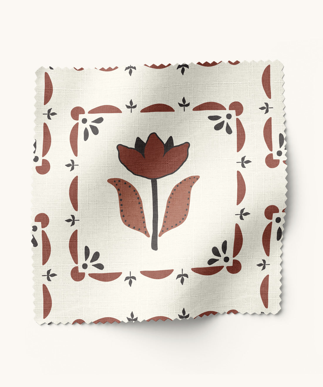 Floral printed fabric in black and brown