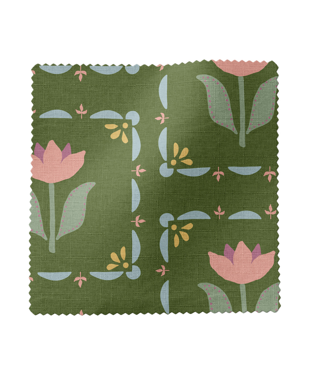 Floral fabric in green, pink and blue