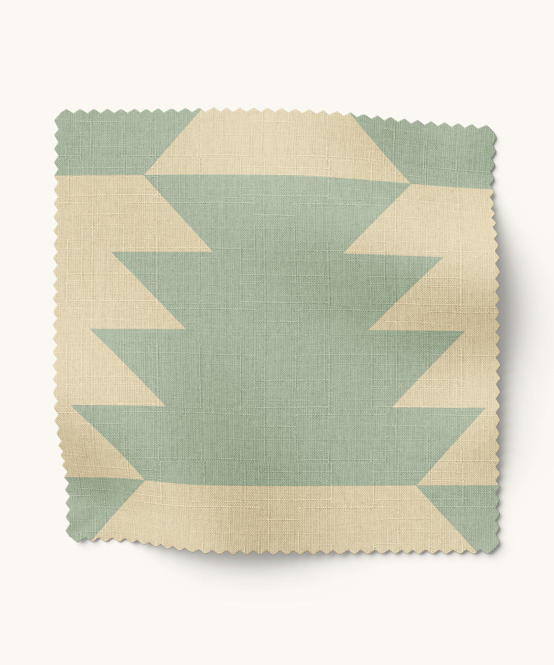 Geometric patterned fabric in sage and ivory by Gray Benko Home