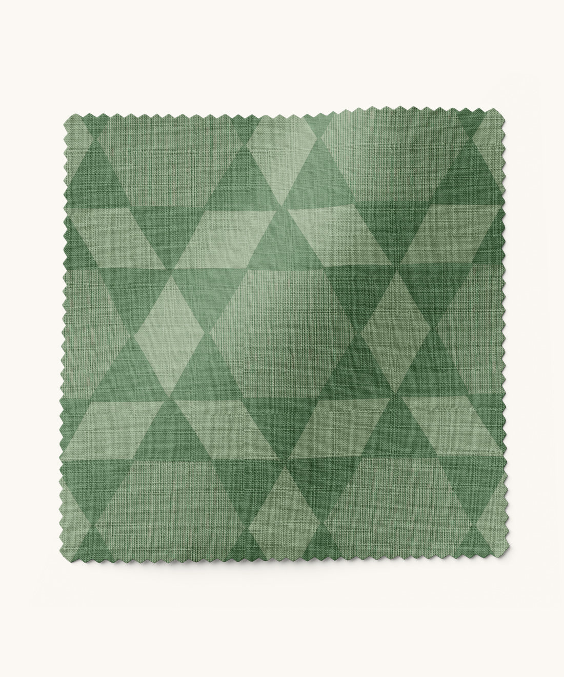 Green geometric patterned fabric swatch
