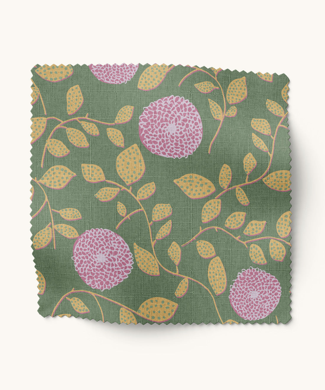 Lavender and green floral patterned fabric